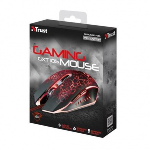Trust GXT 105 USB 2400DPI Nero, Rosso Ambidestro