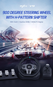 Volante con Pedali e Leva di Cambio, Tool App, Feedback di Vibrazione, PC Volante per PS4, Xbox One, Xbox Serie X|S, PS3, Nintendo Switch