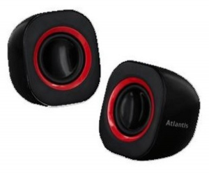 CASSE ATLANTIS "SoundPower 410", Set di mini-casse stero amplificate per computer e portatile, Nero Lucido, P003-C03-B