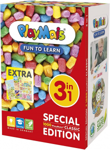 PlayMais - Fun to Learn 3 in 1 â€“ per bambini a partire dai 3 anni I giocattoli per motorie con piÃ¹ di 1000 pezzi, modelli e istruzioni I giocattoli naturali