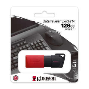 Pen drive 128gb usb 3.2 kingston dtxm/128gb exodia m (black+red)