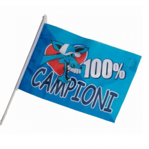 BANDIERA CON ASTA TIFOSO NAPOLI 100% CAMPIONI Dâ€™ITALIA SCUDETTO ASOLA | 40X60cm