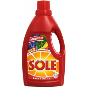SOLE BUCATO LIQUIDO LANA E DELICATI 16 LAVAGGI 1LT.TUTTICOLORI CON AGENTI CATTURA COLORE