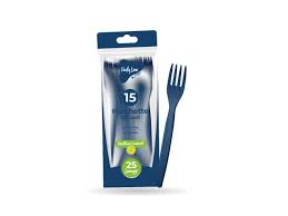 Forchette in plastica riutilizzabile colore blu - la confezione comprende 15 forchette