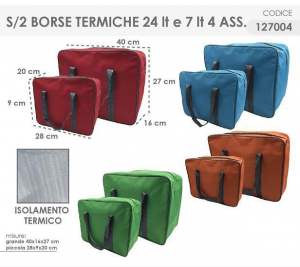 BORSA FRIGO SET 2 PZ. 40X16X27 28X9X20 COLORI ASSORTITI