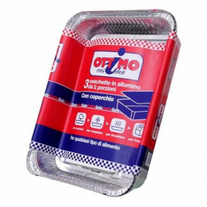 VASCHETTA ALLUMINIO C.COPERCHIO 2 PORZIONI CONF.3PZ. OTTIMO