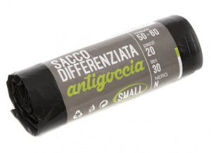 sacco differenziata secco - SMALL nero trasparente 50x60