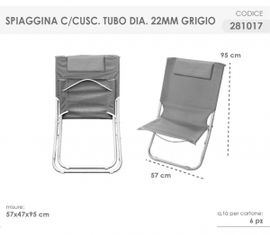 SPIAGGINA 57X47X95CM C/CUS.22MM GRIGIO
