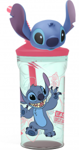 Stitch bicchiere con cannuccia 3d 360ml
