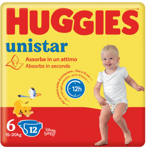 HUGGIES PANNOLINI BIMBO UNISTAR 6 XL 15-30 KG.12 PZ.