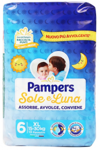 PAMPERS PANNOLINI SOLE E LUNA 6 XL 15-30 KG 13 PZ.