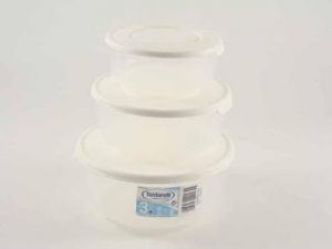 Set 3 contenitori Frigo box tondi Panna Lt 1,7-1-0,5