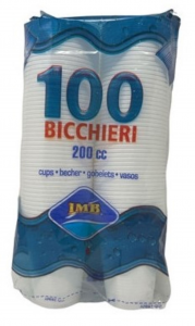MONOUSO BICCHIERE ACQUA BIANCO CC 200 50+50 PZ IMB