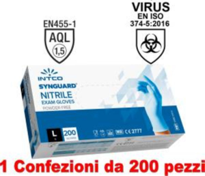 Intco Guanti in Nitrile Uso Medico Senza Polvere 200 Pezzi Taglia L