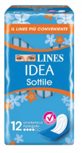 ASSORBENTI ANATOMICI RIPIEGATI LINES IDEA SOTTILE 12 PEZZI