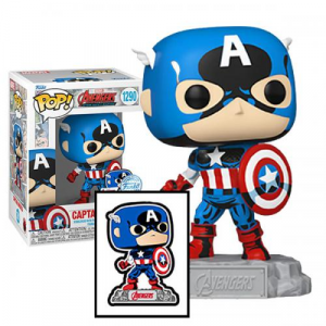 Funko POP! Marvel Comic: Cap America w/Pin (1290) EXM (FK3)