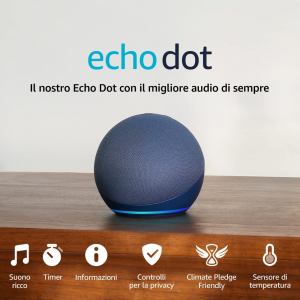 Echo Dot (5Âª generazione, modello 2022) | Altoparlante intelligente Wi-Fi e Bluetooth, suono piÃ¹ potente e dinamico, con Alexa | Blu notte
