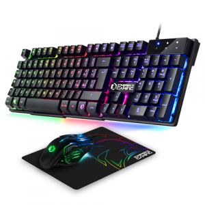Kit MK800 Cablata -Tastiera Gaming QWERTY (Italiana-Layout) RGB 105, 19 Tasti Anti-Ghosting -Tappetino Mouse Gamer RGB 2400 DPI - PC PS4 PS5 Xbox One/Series Mac