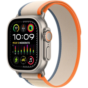 Apple Watch Ultra 2 GPS + Cellular, 49mm Cassa in titanio con arancione/beige trail loop - M/L