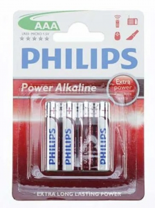 Blister of 4 Batteries LR03 AAA Alkaline PHILIPS