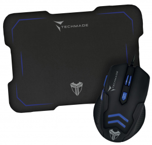 Techmade Kit Mouse USB + Tappetino Gaming Blu