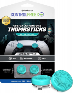 KontrolFreek Lotus per Playstation 5 e Playstation 4 - Levette ad alte prestazioni - 2 concave a vita media - Verde Acqua/Trasparente