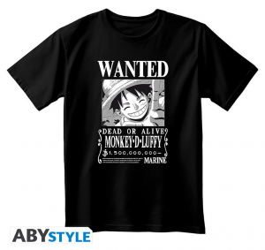 T-Shirt One Piece Monkey D.Luffy Wanted XS Black