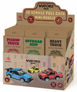 Modellini 3D Vehicles Wood Pull Back 1pz Assortimento